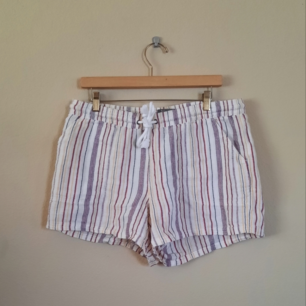 Natural Reflections Linen Blend Drawstring Shorts Striped
